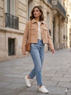 Zara Cropped Carmel Wool Blend Coat| Zara Camel Coats